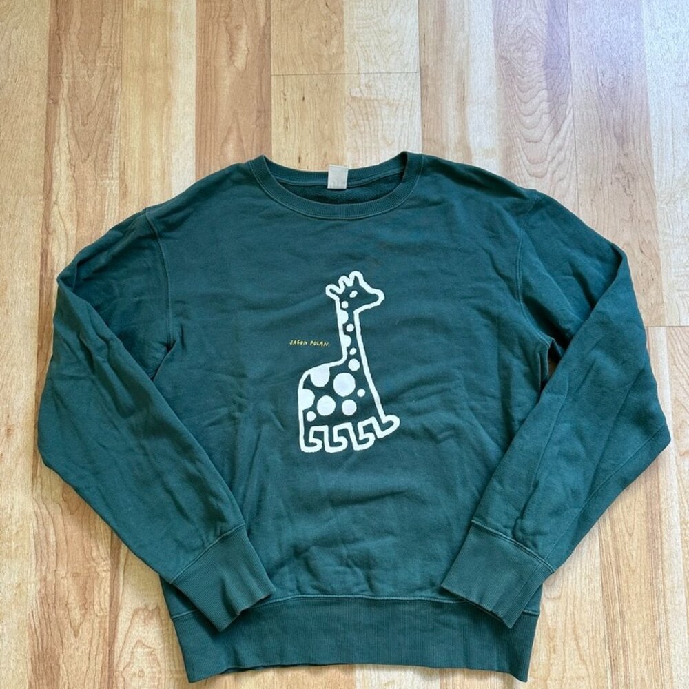 Uniqlo x Jason Polan Crewneck Sweatshirt US Size S Green Giraffe
